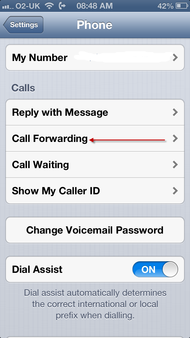 call forwarding iphone 5 o2
