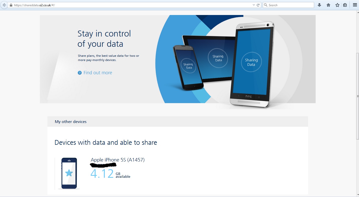 Information from O2 Website