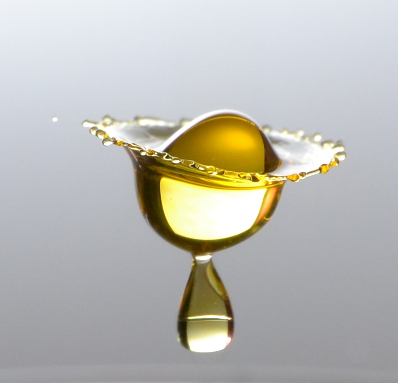 water drop with yellow food dye