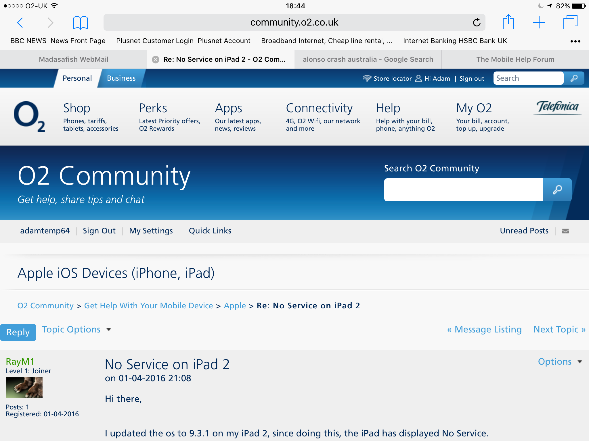 No Service on iPad 2 - O2 Community