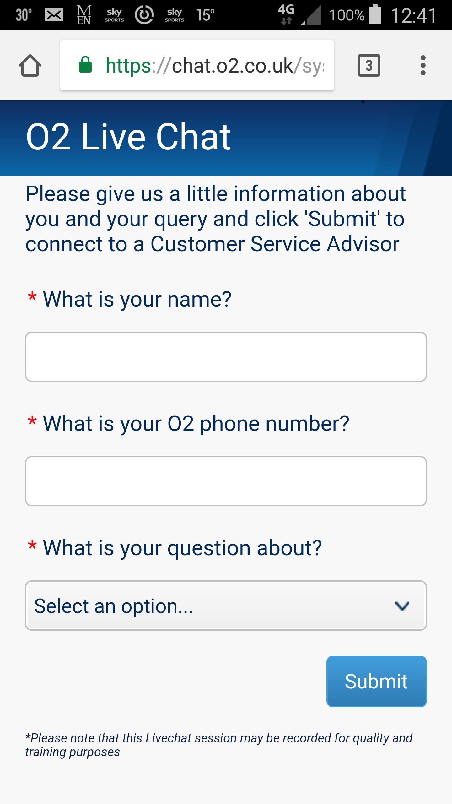 o2 live chat whatsapp support