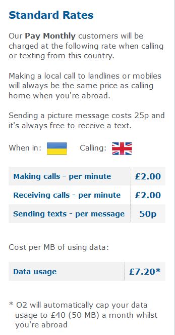 o2 travel abroad charges