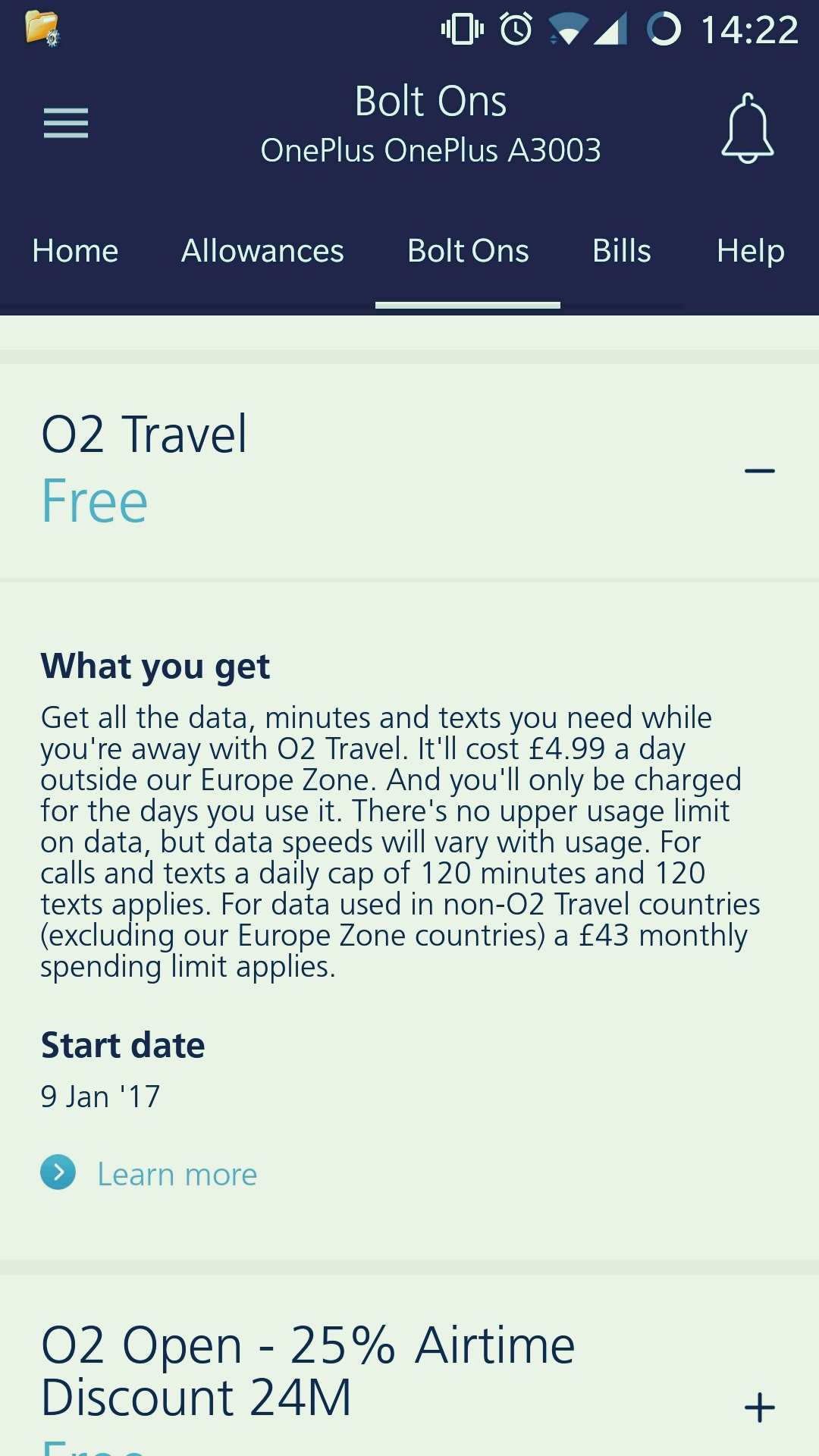 o2 travel text message