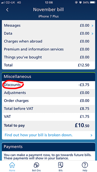 Bill breakdown My O2