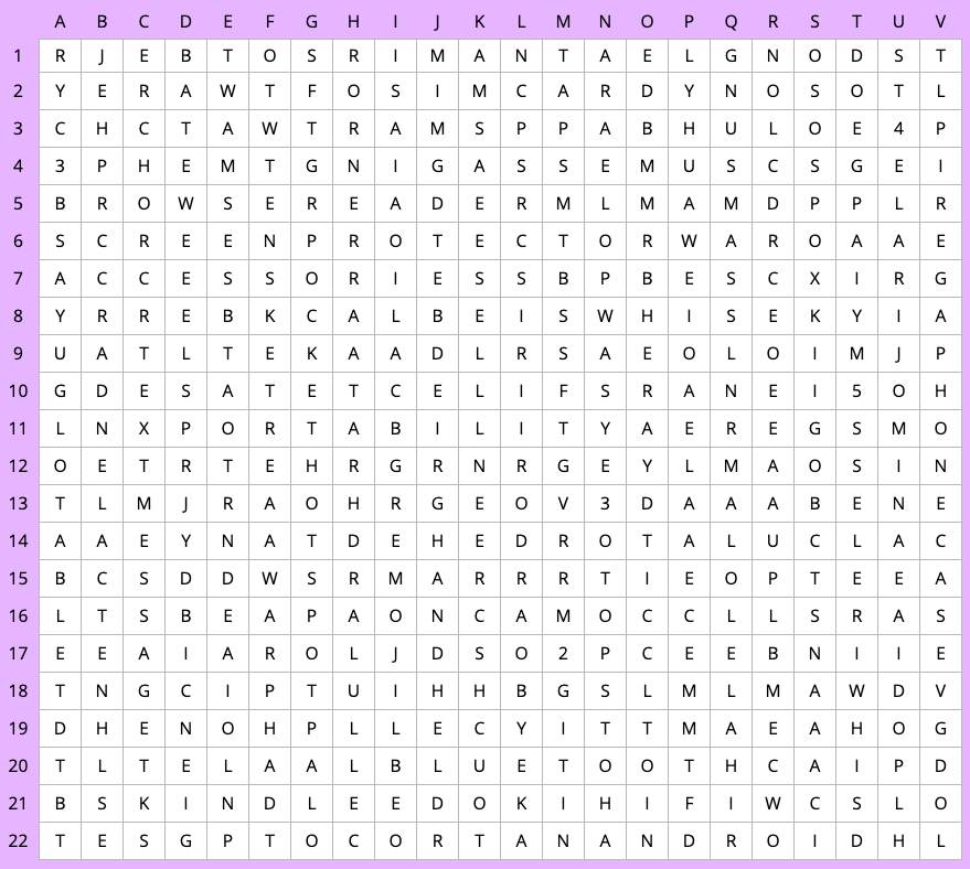 Mobile devices word search - first grid