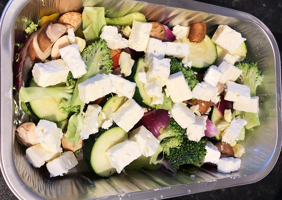 Photo of oven vegetables with feta cheese