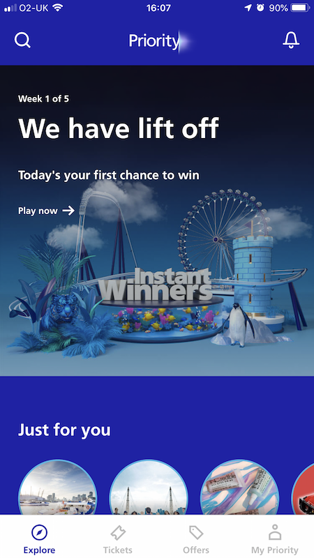 Instant Winners screenshot from Priority