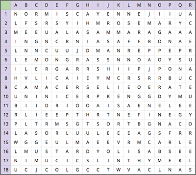 Herbs and spices word search 