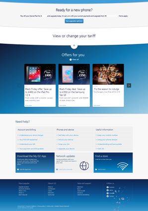 My O2 web version, bottom of the page