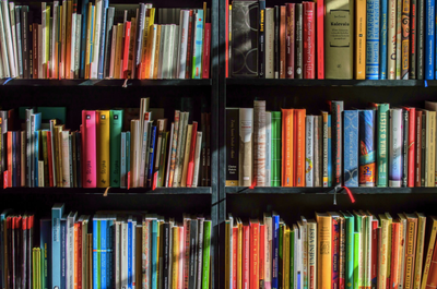 Books on a shelf 