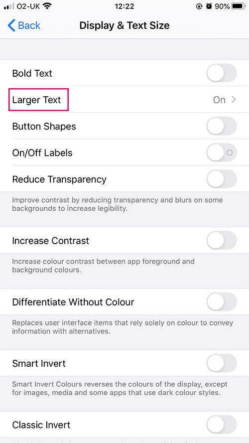 Adjusting Text Size on iOS - step 3