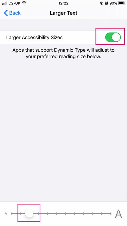 Adjusting Text Size on iOS - step 4