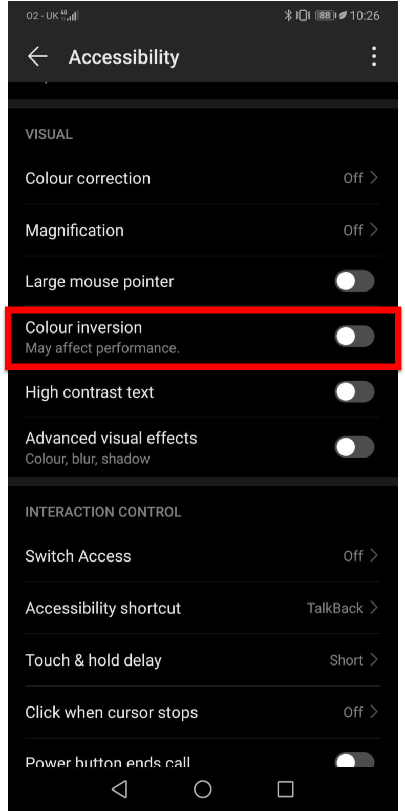 Colour Inversion on Android - step 3
