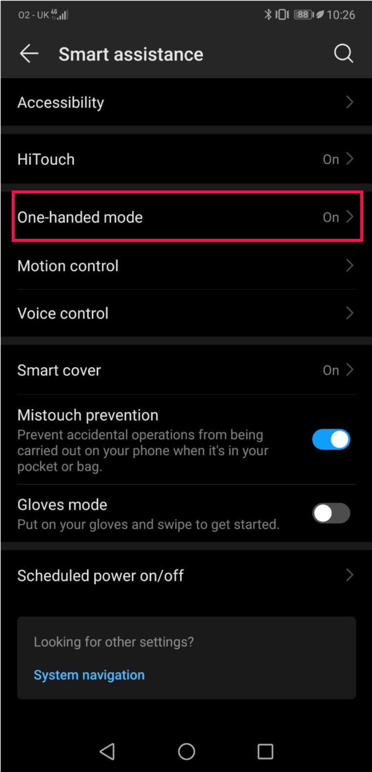 One-handed mode on Android - step 2