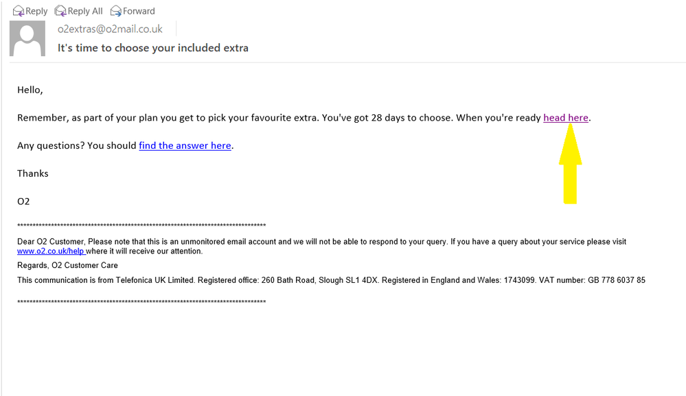 Extras - screenshot of the Disney+ email from O2 Extras - screenshot of the Disney+ email from O2