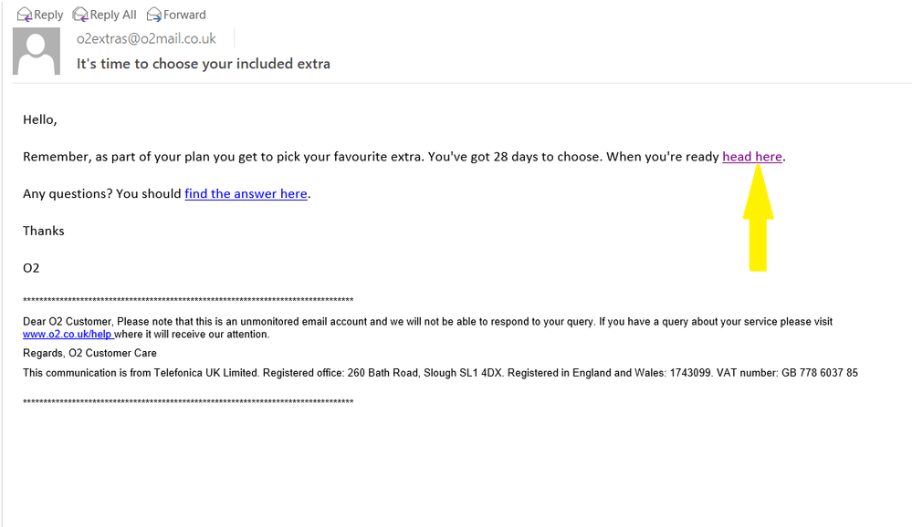 Extras - screenshot of the Disney+ email from O2