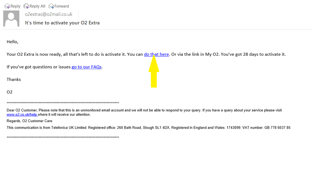 Extras - screenshot of the Disney+ email from O2 Extras - screenshot of the Disney+ email from O2