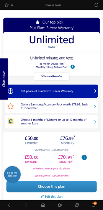 Once you've submitted the details, you'll then see the predicted new monthly cost of your upgrade or order