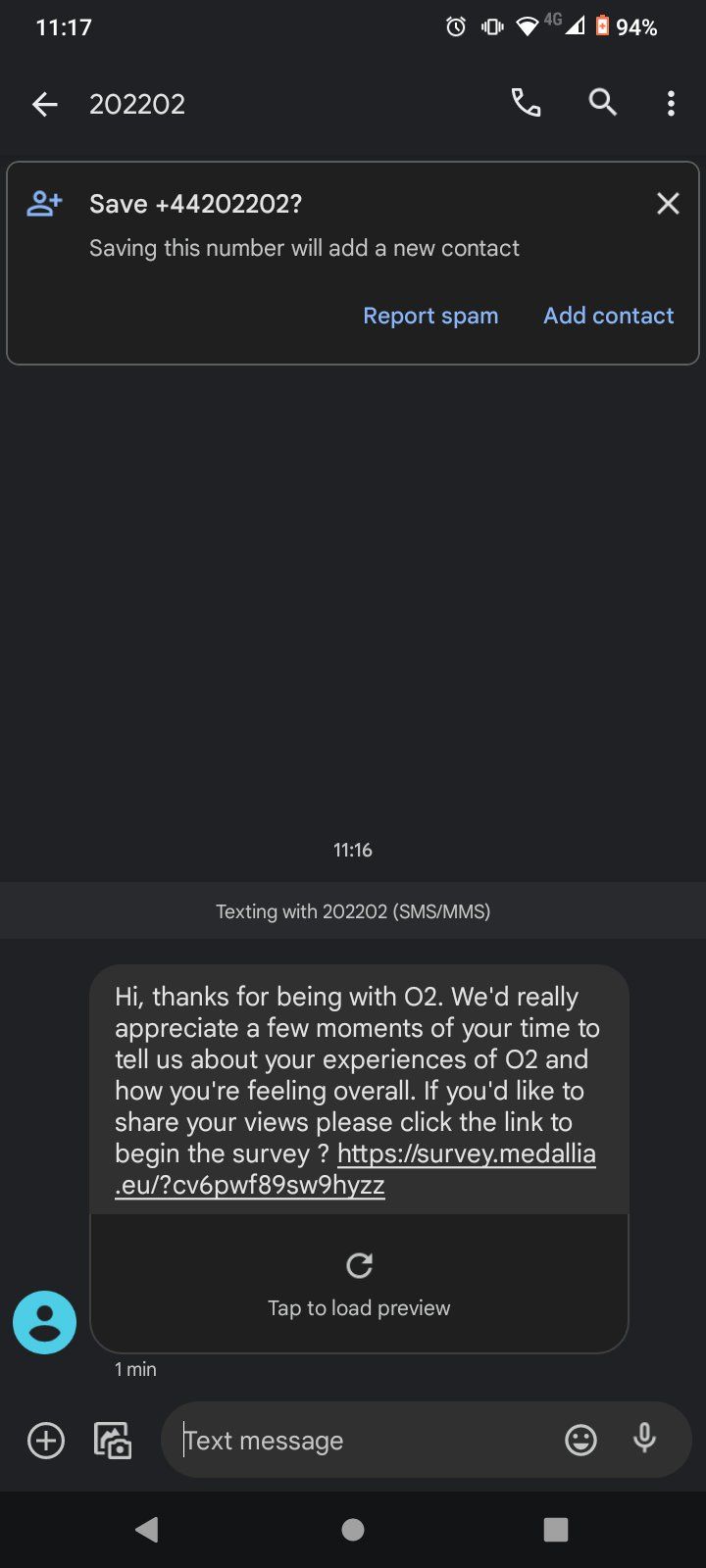 Solved Survey Text Message O2 Community