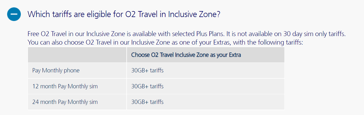 o2 travel outside inclusive zone