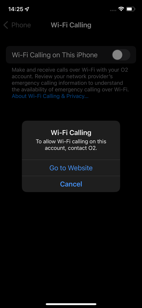 iPhone 12 won't let me enable wifi calling