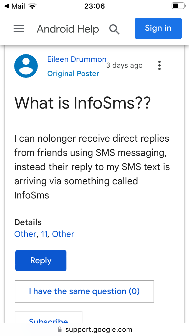 My SMS messages are being received as “InfoSMS” in... O2 Community