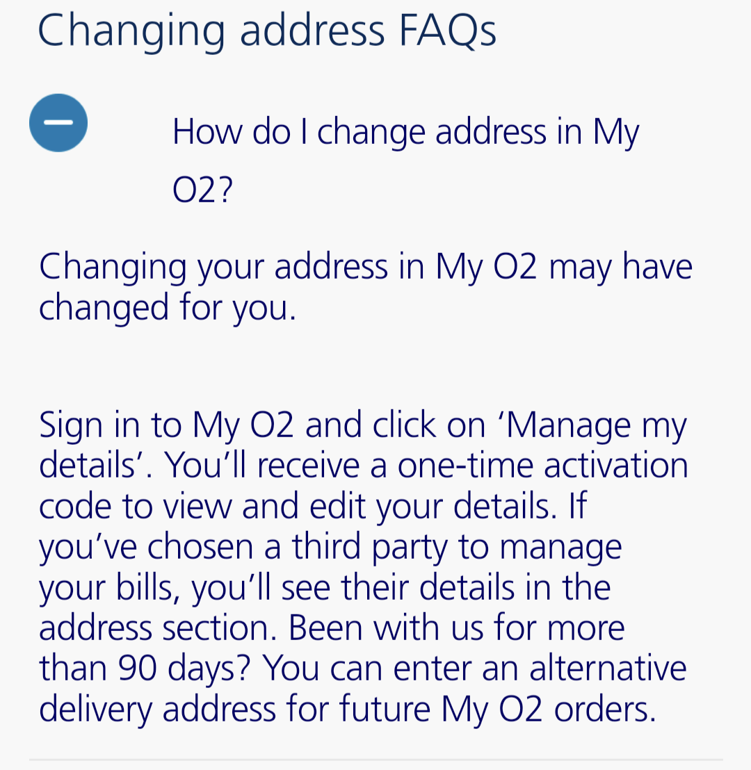 Re Change my address O2 Community