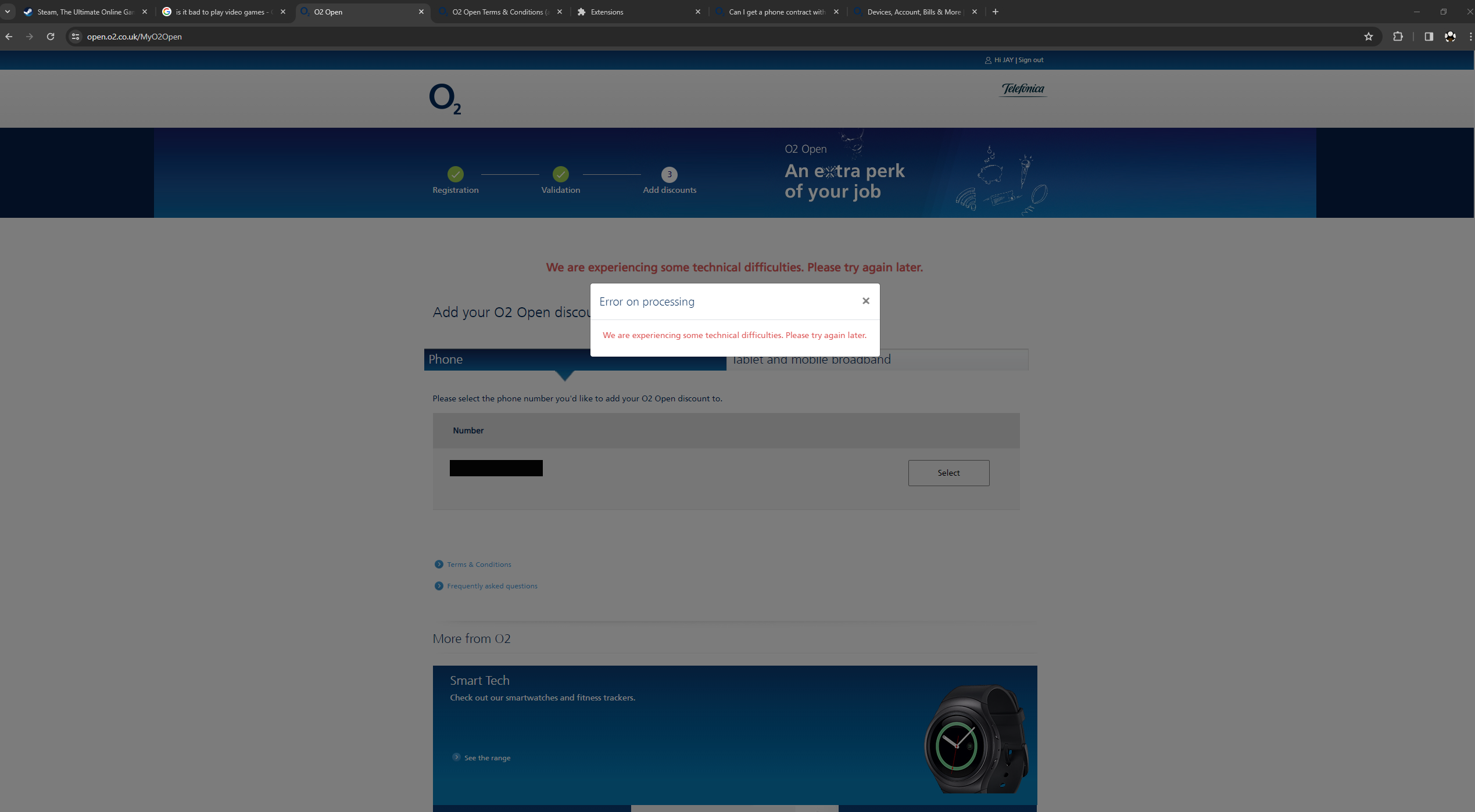 O2 Open Error When applying discount O2 Community