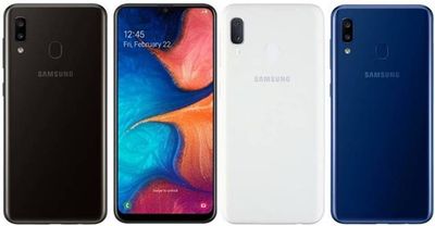 Samsung Galaxy A20e in its various colours